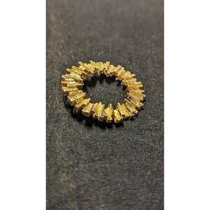 Vintage Gold Tone Textured Circle Brooch Pin Modernist Mid Century Style